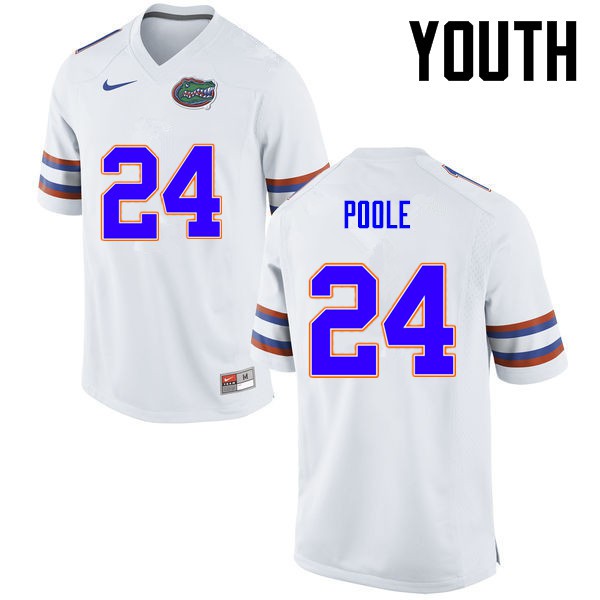 Florida Gators Youth #24 Brian Poole College Football White